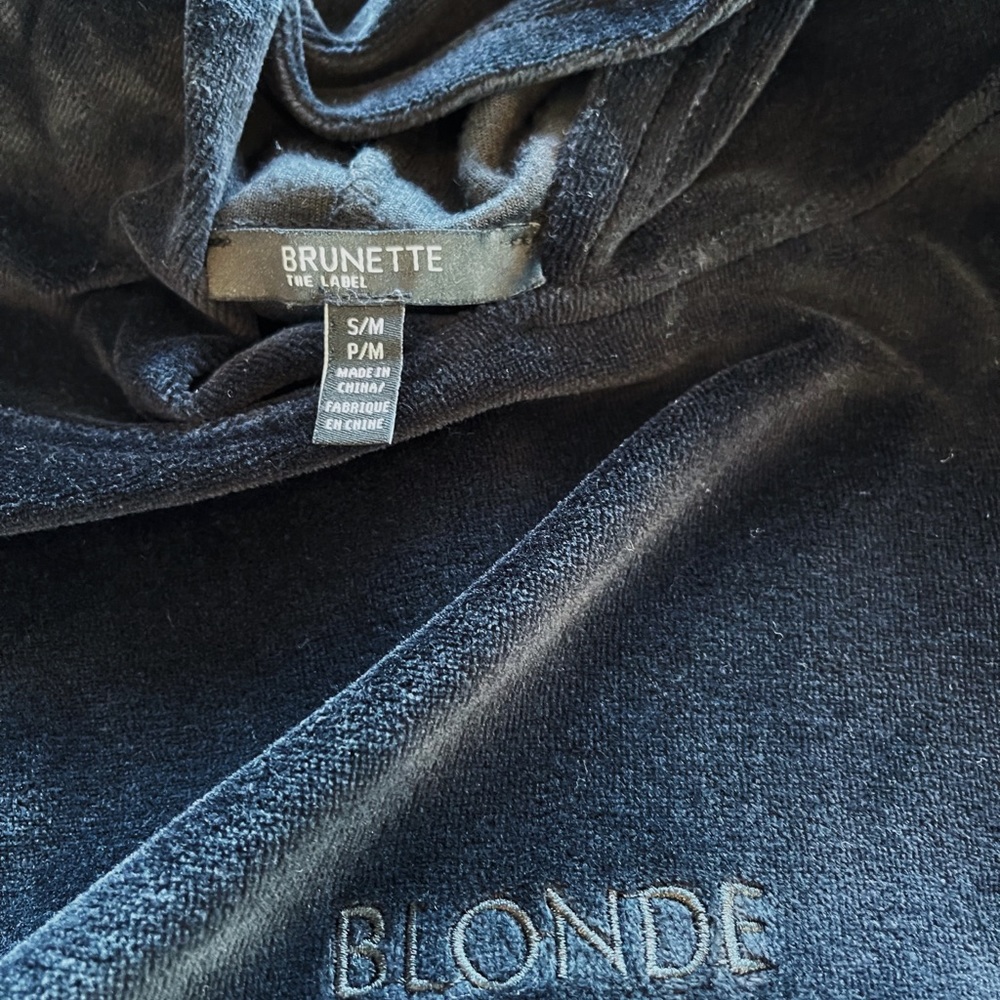 Brunette The Label Velour Black Tunic Dress Hoodie - Picture 8 of 9